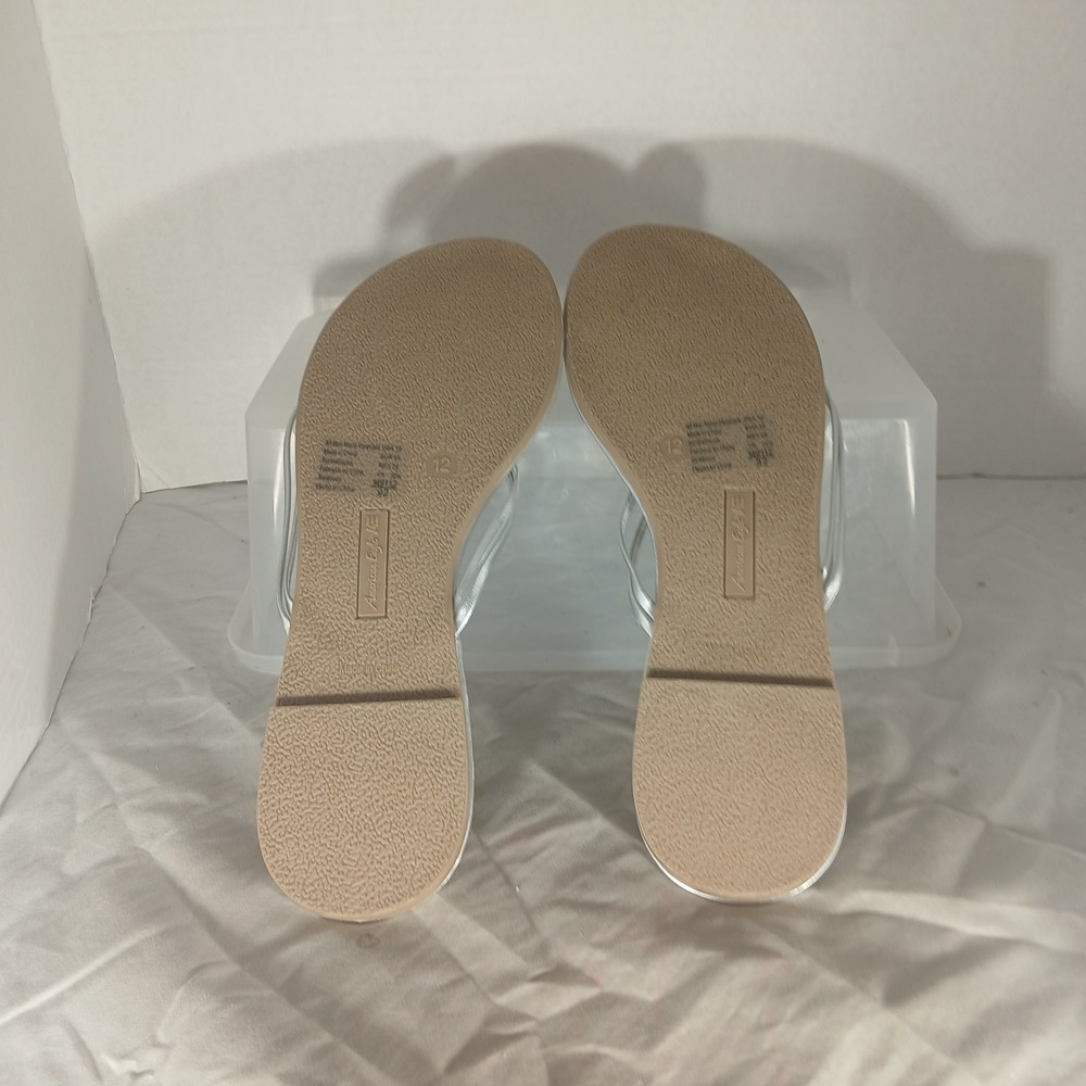American Eagle‎ Thong Sandals 12 Silver Metallic Multi-Strap Casual Summer Flat - Picture 7 of 9